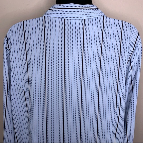 Large Covington Pastel Blue Black Striped Button Up Shirt Womens - Picture 8 of 12